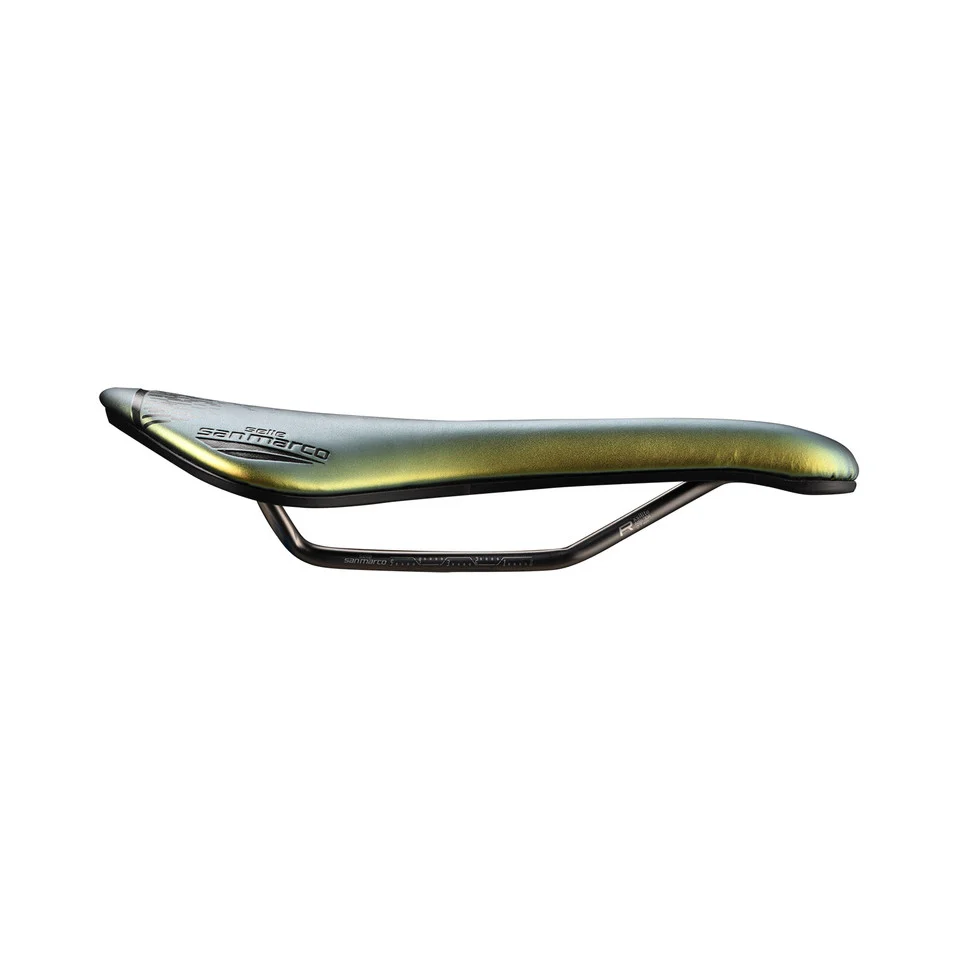 Zadel SAN MARCO ASPIDE SHORT OPEN-FIT RACING L3 Breedte 155mm Stalen rails Xsilite Goud