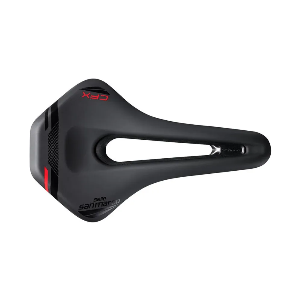 Zadel SAN MARCO GROUND SHORT OPEN-FIT CARBON FX 155mm Zwart