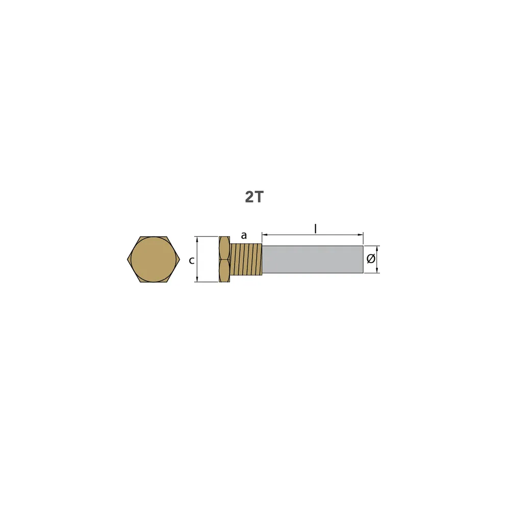 Zink Anode Yanmar Pencil Anode 119574-18790 Ø16 L.50 Compleet met messing Plug Th.1 / 2 '' Gas Conico, Complete