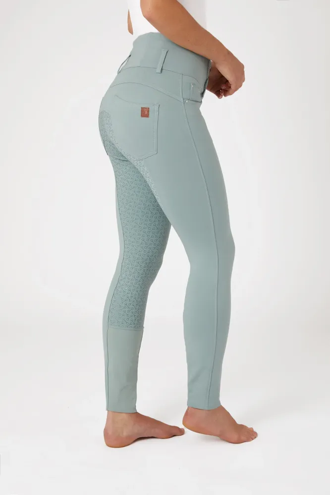 Tara Women's High Waist Full Seat Breeches Staalgrijs Blue 12