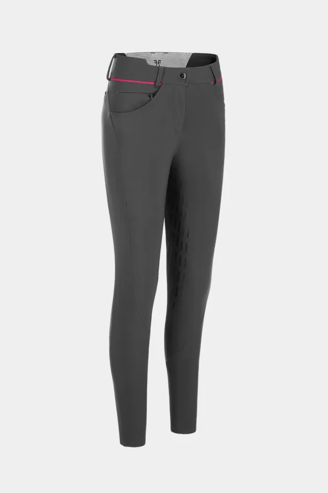 X-Grip Women's Full Seat Breeches Grey XS carbon look afwerking