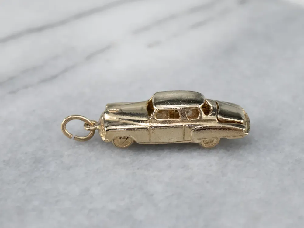 Gasdruk schokdemper Vintage Car Goud Charm Pendant