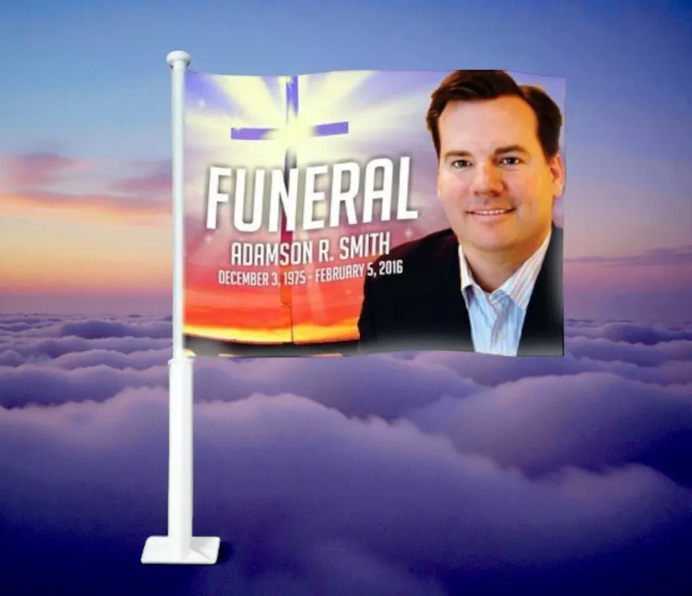 Rubber silentblok Glorify Funeral Car Flag and Pole