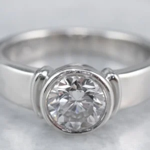 Bezel Set Diamond Platinum Solitaire Engagement Ring Gietijzeren remschijf