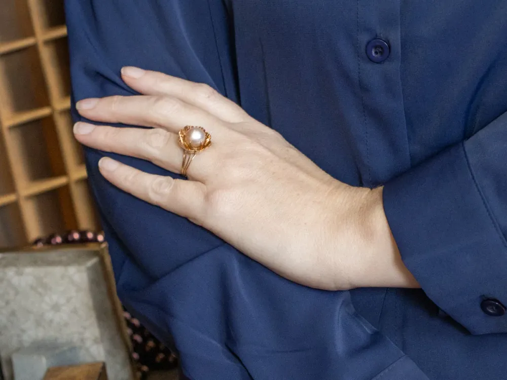 Buttercup-Set Pearl Solitaire Ring Gietijzeren remschijf