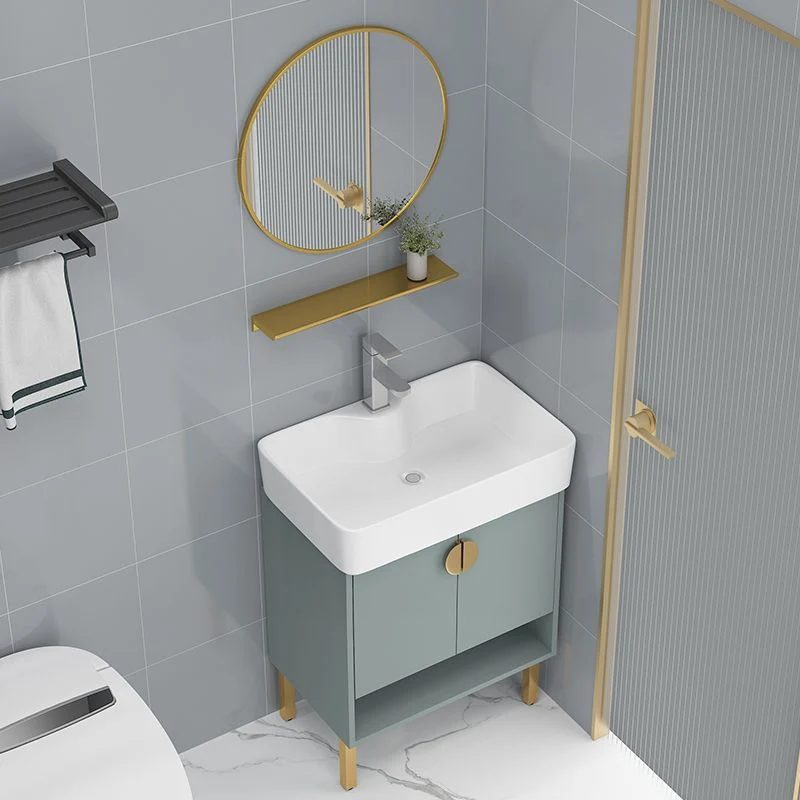 Rectangular Glam Sink Vanity Green Keramiek Single-Sink Freestanding Vanity Set 11
