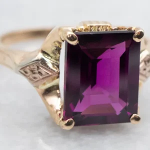 Retro Rhodolite Garnet Solitaire Ring
