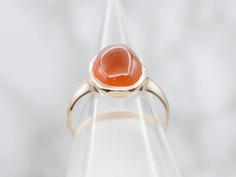 Vintage Gold Bezel-Set Carnelian Solitaire Ring