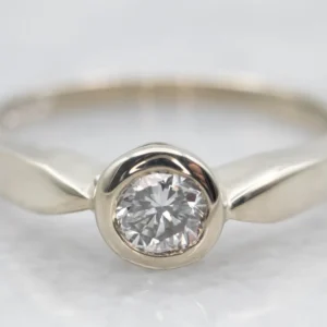 White Gold Bezel Set Diamond Solitaire Engagement Ring