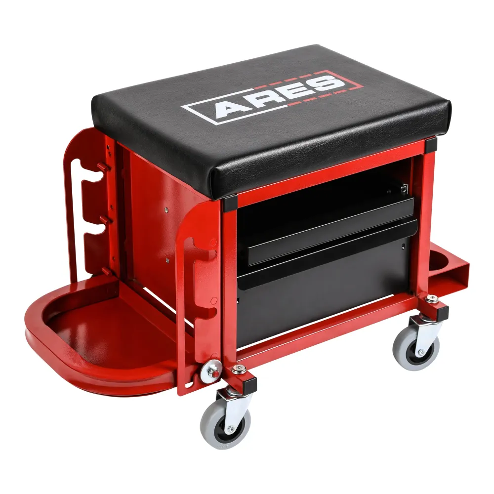 ARES 62042 - Rood Heavy Duty Rolling Shop Stool